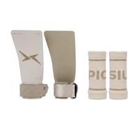 PICSIL - Maniques Heron pour l’Initiation et le Perfectionnement, avec ou sans Magnésie, avec Étui et Protège-Poignets, pour WOD, Cross Training, Calisthenics, Fitness (Ivory, G)