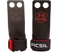 PICSIL - Maniques RX, Grips en Fibre de Carbone, Fins et Résistants, avec Magnésie, pour Cross Training, Gymnastique et Calisthenics, 2 Trous (Rouge, XL)
