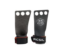 PICSIL - Maniques RX, Grips en Fibre de Carbone, Fins et Résistants, avec Magnésie, pour Cross Training, Gymnastique et Calisthenics, 3 Trous (Orange, M)