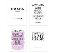PICSonPAPER Lot de 4 posters Beauty & Fashion, non encadrés, format A4, Marfa, Coco, poster, décoration murale, cadeau, mode (format A4)