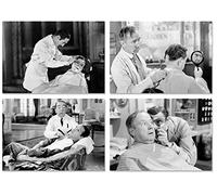 PICSonPAPER Lot de 4 posters vintage Barbershop sans cadre DIN A3 Décoration pour votre Barber Boutique, Coiffeur Rasage Art Impression d'art murale (Format A3 sans cadre)