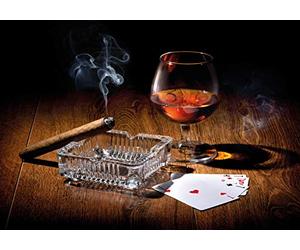 PICSonPAPER Poster de poker de haute qualité, 100 cm de large x 70 cm de haut, impression d'art murale, impression artistique, jeu de cartes, cigare, whisky, qualité supérieure