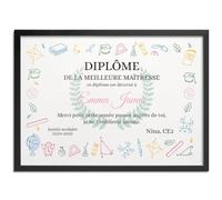 Pictalia - Cadre Personnalisé, Diplôme Meilleure Maitresse, Cadeau Maitresse d'École Personnalisé, Cadeau Maitresse d'École Fin d'Année, Idee Cadeau Maitresse, Cadeau Maitresse Personnalisable