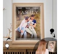 Pictalia - Miroir Cadre Photo Lumineux personnalisé - Créez une affiche de film avec votre photo et texte personnalisable, cadeau Maman, Fête des Mères, cadeau Femme, cadre photo bois, décoration