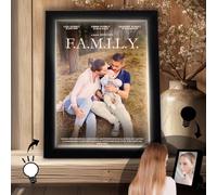 Pictalia - Miroir Cadre Photo Lumineux personnalisé - Créez une affiche de film avec votre photo et texte personnalisable, cadeau Papa, Fête des Pères, cadeau Homme, cadre photo noir, décoration