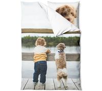 Pictogogo Ensemble de Parure de Lit Personnalisable avec Nom pour Bébé et Enfant - Animaux, Housse de Couette Zippée et Taie d'oreiller Incluses - Cadeau Unique (Photo, 80 x 120)