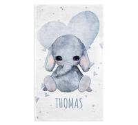 Pictogogo Serviette de Bain personnalisée pour bébé avec nom et Motif d'animal Mignon | Serviette pour Enfants Extra Douce et absorbante pour garçons et Filles (Éléphant (Serviette de Bain))