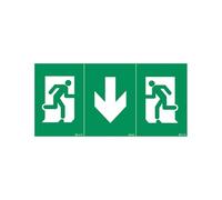 Pictogramme Autocollant Signalisation Évacuation - Universel, Repositionnable - Running Man & Flèche - Compatible BAES & LSC - 109x217 mm