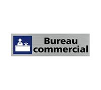 Pictogramme BUREAU COMMERCIAL (Q0431). Signalisation Porte - 170 X 50 mm - Autocollant souple ou plaque alu brossé 2mm. - Plaque aluminium brossé - Plaque aluminium brossé -