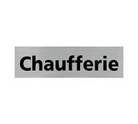 Pictogramme CHAUFFERIE (Q0149). Signalisation Porte - 170 X 50 mm - Autocollant souple ou plaque alu brossé 2mm. - Plaque aluminium brossé - Plaque aluminium brossé -