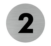 Pictogramme Chiffre 2 (Q0305). Numéro de Porte 2. Autocollant Souple Effet alu brossé ou Plaque de Porte alu brossé EP 2mm au Choix - Diamètre 76 mm - Adhésif Aspect Aluminium brossé - Adhésif Aspect