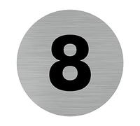 Pictogramme Chiffre 8 (Q0311). Numéro de Porte 8. Autocollant Souple Effet alu brossé ou Plaque de Porte alu brossé EP 2mm au Choix - Diamètre 76 mm - Adhésif Aspect Aluminium brossé - Adhésif Aspect