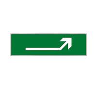 Pictogramme FLECHE VERS LE HAUT A DROITE (Q0334). Signalisation Porte - 170 X 50 mm - Autocollant souple ou plaque alu brossé 2mm. - Adhésif aspect aluminium brossé - Adhésif aspect aluminium brossé -