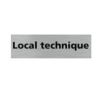 Pictogramme LOCAL TECHNIQUE (Q0246). Signalisation Porte - 170 X 50 mm - Autocollant souple ou plaque alu brossé 2mm. - Plaque aluminium brossé - Plaque aluminium brossé -