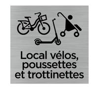 Pictogramme Local vélos, poussettes et trottinettes Q1031Plaque aluminium brossé Plaque Aluminium Brossé