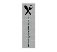 Pictogramme REFECTOIRE (Q0051). Signalisation Porte - 50 X 170 mm - Autocollant souple ou plaque alu brossé 2mm. - Plaque aluminium brossé - Plaque aluminium brossé -