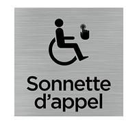 Pictogramme Sonnette d'appel (Q1041). Signalisation Porte 150 x 150 mm. Autocollant souple ou plaque alu brossé 2 mm ep. - Adhésif aspect aluminium brossé - Adhésif aspect aluminium brossé -