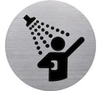Pictogramme 'the badge' douche, rond, argent