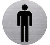 Pictogramme 'the badge' WC-Hommes, rond, argent