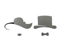 Pictogramme WC relief Plexi. Lot de 2 Plaques de porte Toilettes Originales Chapeaux double face au dos. Plexi blanc, noir, miroir or, argent - Plexi miroir argent - Petit format - -