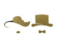 Pictogramme WC relief Plexi. Lot de 2 Plaques de porte Toilettes Originales Chapeaux double face au dos. Plexi blanc, noir, miroir or, argent - Plexi miroir or - Grand format - -