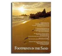 Picture Decor Footprints in The Sand Original Poem Posters HD Canvas Print Modern Home Decor Wall Art for Living Room Bedroom(Unframed,12x18inch(30x45cm))