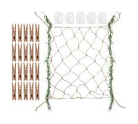 Picture Hanging Net - 340g, Fishnet Wall Display, Photo Clips Set | Beach Themed Rattan Hooks | Nautical Style Photo Card Art Organizer for Wedding Party Home Décor