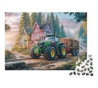 Picture Puzzle 1000 Piece Puzzles Fantasy Village Landscape Whole Family Cadeau pour La Famille Décoration Murale Scène de Tracteur Rural 70x50cm/1000pcs