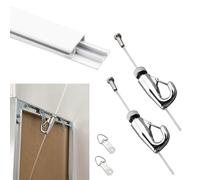 Picture Rail Hanging System Clear String pour Suspendre avec Un Rail en Alliage en Aluminium, Un quincaillerie de Suspension d'image réglable avec Anneau D, des Lampes/Pot à Fleurs/étagère