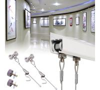 Picture Rail Hanging System Gallery Rail Double Suspendre Un Cadre d'image, kit d'exposition d'images complète avec Capuchons d'extrémité, Piste Personnalisable avec 3 5 6 8 Cordons en