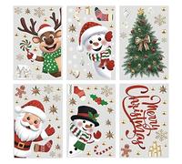 Pictures de de décoration de de Noël | 6 feuilles de neige Snowman Christmas Tree Sticker - Décoration de festive pour à la maison du du