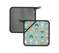 Pictures of Fauna Lot de 2 tapis anti-brûlure carrés en silicone pour poêles, fours, grills, service à thé 18 cm