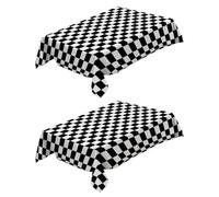 PICUAL Nappes Rectangulaires Anti Taches Damier Noir Et Blanc 120x263 cm 3D Imprimé Nappe 2Pcs Imperméable Anti-Salissure Lavable pour Decoration Ménage Cuisine Jardin Picnic Exterieur