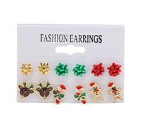 Picysa 6 Paires de Boucles D'oreilles de Noël, Style élégant et Mignon, Boucles D'oreilles de Vacances Décoratives Légères, Bijoux pour Filles, de Noël en Forme de Renne et de Bonbons