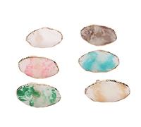 Picysa Anneaux de Palette D'art D'ongle de 6 Pièces, Plateau de Mélange de Couleur de Résine D'or avec Lisse pour la Peinture Pigmentée de Tatouage de Vernis à Ongles