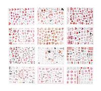 Picysa Autocollants pour Ongles de la Saint-valentin, 12 Feuilles, Lèvres Rouges, en Forme de Cœur, Décoration des Ongles
