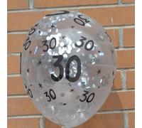 Picysa Ballons en Latex pour Décorations de Fête D'Anniversaire 30e, 40e et 50e Anniversaire, Ensemble de 5 Pièces Durables et Colorées (Argent 30)