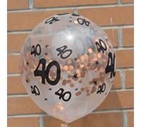 Picysa Ballons en Latex pour Décorations de Fête D'Anniversaire 30e, 40e et 50e Anniversaire, Ensemble de 5 Pièces Durables et Colorées (or rose 40)