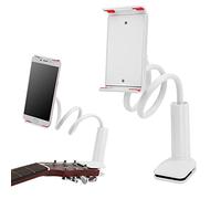 Picysa Clip de Support de Téléphone pour Guitare, Réglable, Universel, Léger, pour Apprendre des Chansons et des Leçons Vidéo, Plastique et Métal, 80mm (Blanche)