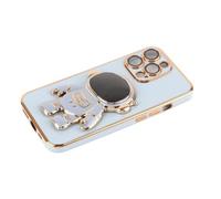 Picysa Coque de Téléphone Astronaute avec Support caché et Protection D'objectif pour, Design élégant par Galvanoplastie, Parfait pour Les Enfants et Les Adultes, Matériau TPU Noir (Yuanfeng LAN #62)