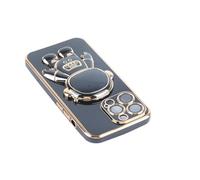 Picysa Coque de Téléphone Astronaute avec Support caché et Protection D'objectif pour, Design élégant par Galvanoplastie, Parfait pour Les Enfants et Les Adultes, Matériau TPU Noir (Noir #53)