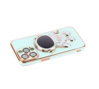 Picysa Coque de Téléphone Astronaute avec Support caché et Protection D'objectif pour, Design élégant par Galvanoplastie, Parfait pour Les Enfants et Les Adultes, Matériau TPU Noir (Vert Menthe #68)