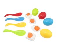 Picysa Ensemble de Jeu de Course D'œufs et de Cuillères pour Enfants, Jeu Amusant en Plein Air avec 4 œufs et 4 Cuillères dans Un Sac en Filet Portable