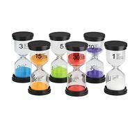 Picysa Ensemble de Sabliers 6 Couleurs, Sablier Compact pour L'apprentissage et la Gestion du Temps des Enfants, 3,9 X 1,7 Pouces, ABS et Verre Borosilicate, 6 Pièces