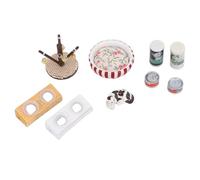 Picysa Figurines de Chat Miniatures Réalistes 1:12, Ensemble de Chat de Maison de Poupée Réaliste avec Support de Bol pour, Planche à Gratter et Lit pour Affichage de Scènes