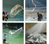 Picysa Filet de Pêche Durable à Lancer à la Main, pour Attraper Le Crabe, Les Crevettes et L'anguille, Accessoire de Pêche en Nylon et en Acier de 3.6m (3.pièces)