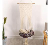 Picysa Hamac en macramé pour Chat, Lit Suspendu pour Animal de Compagnie, Design tissé élégant pour Chats et Chatons, Décoration en Corde de Coton 40x160cm (Beige)