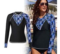 Picysa Maillot de Bain à Manches Longues pour Femmes, imprimé élégant, Combinaison de Plongée et de Surf, 82% Nylon Violet, Taille S-2XL (XXL)
