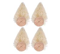 Picysa Mini Sapin de Noël Artificiel, 24 Pièces, Petits Pins, Village de Noël avec Base en Bois pour Scènes d'hiver, Décorations de Table (Beige)