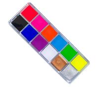 Picysa Palette de Peinture à L'huile pour le Visage et le Corps, 12 Couleurs - Kit de Maquillage Professionnel Fluorescent UV pour Adultes, Ensemble de Peinture Corporelle Résista